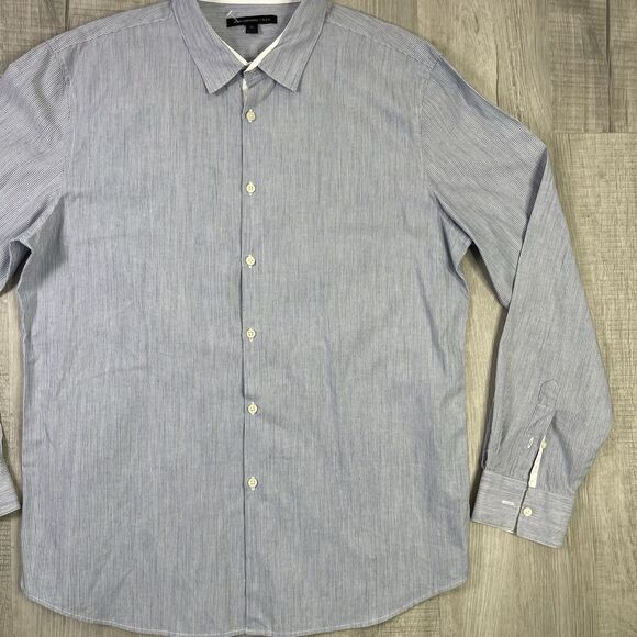 New John Varvatos Mens XL Light Blue Pin Stripes Seersucker Button Shirt O - Picture 3 of 9